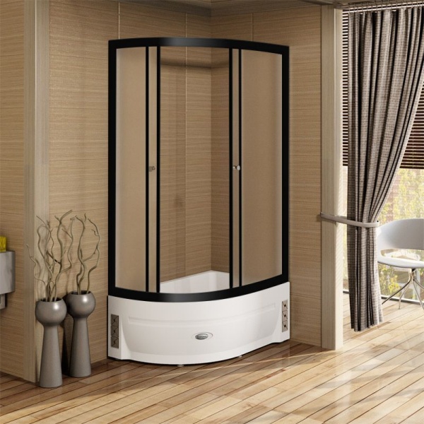 Душевое ограждение RADOMIR Соул 2 120x80x225 R профиль черный, стекло матовое