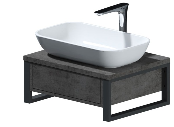 Тумба под раковину 1 MARKA Grunge Loft 60 бетон темно-серый