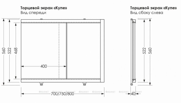 Панель боковая AQUANET Kupe 70