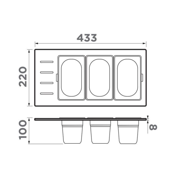 Контейнер OMOIKIRI DC-02-3-GB графит