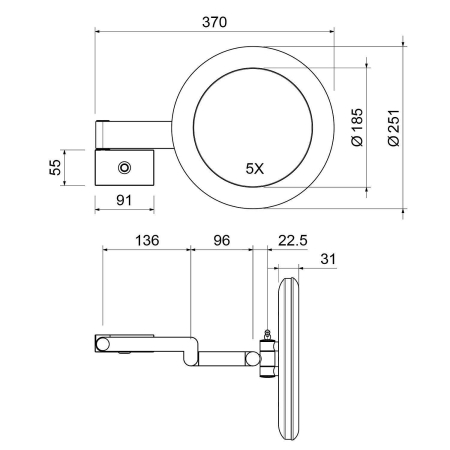 Зеркало косметическое TIMO Petruma 15276/00 Black matte с подсветкой