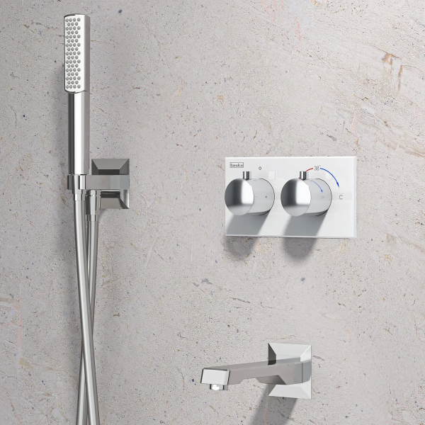 Душевой комплект TESKA Teona с термостатом T4110B белое стекло