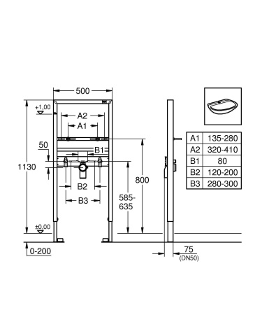 Инсталляция для раковин GROHE Rapid SL 38554001