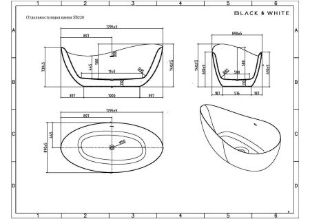 Акриловая ванна BLACK&WHITE Swan SB220 180x89