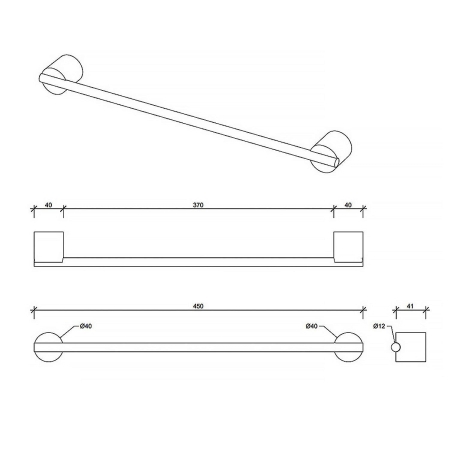 Полотенцедержатель DECOR WALTHER Stone HTE45 975155 белый/сталь матовая
