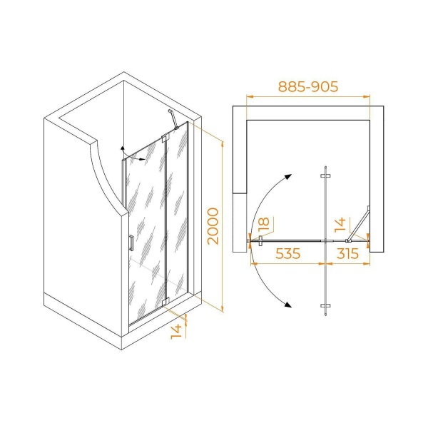 Дверь в нишу RGW Hotel HO-014B 90x200