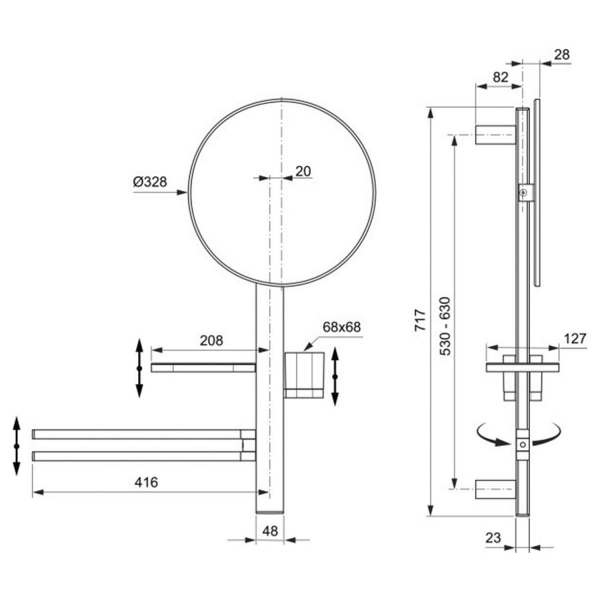 Зеркало косметическое IDEAL STANDARD Alu+ BD588XG черный матовый