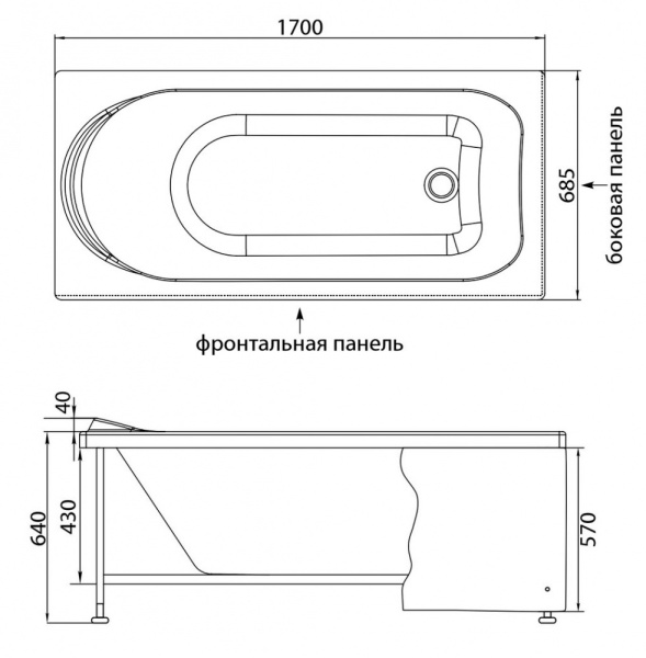 Каркас AQUANET Nord 170x70