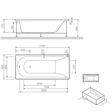 Панель фронтальная для ванн AM.PM Spirit 180х80