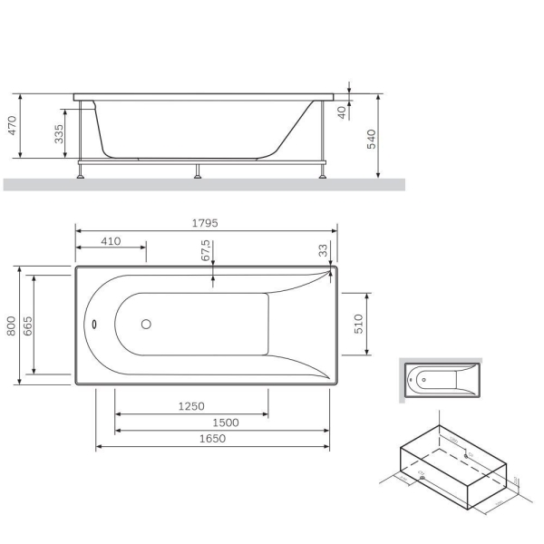 Панель фронтальная для ванн AM.PM Spirit 180х80