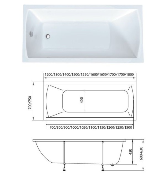 Акриловая ванна MARKA ONE Tiber 170x75