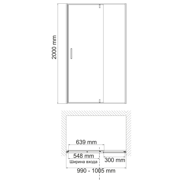 Дверь в нишу или комбинации WASSERKRAFT Aisch 100x200