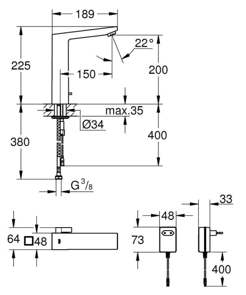 Смеситель для раковины GROHE Eurocube E 36440000