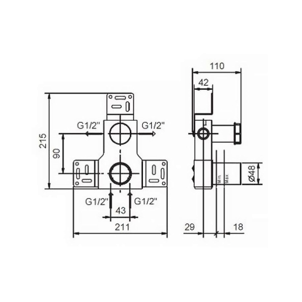 Встраиваемая часть смесителя для душа FANTINI 44 00 M185A
