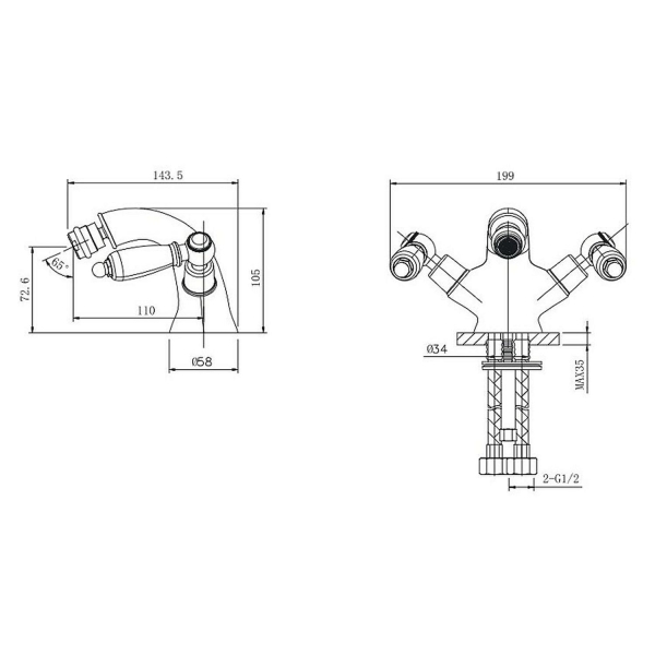 Смеситель для биде CAPRIGO Adria-Classic 03M-530-crm