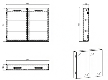 Зеркальный шкаф BELBAGNO SPC-2A-DL-BL-800 80