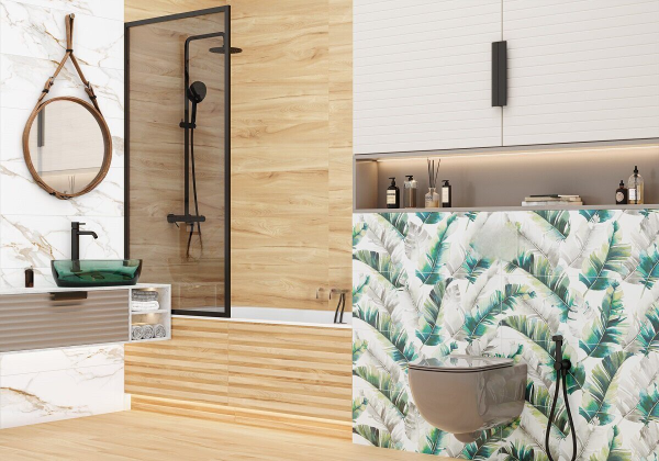 Woodstyle Elm Strip Delacora настенная плитка бежевая матовая рисунок рейки 30х90см