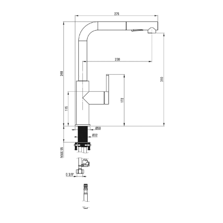 Смеситель для кухни DEANTE Momi с гибким изливом BKM_F73M сталь матовый