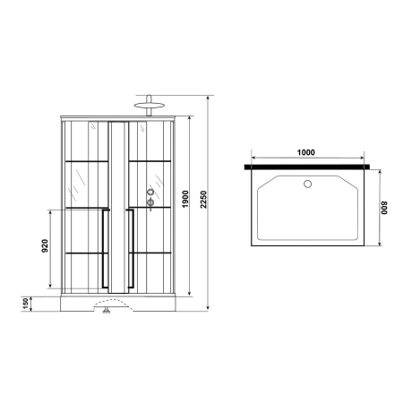 Душевая кабина NIAGARA Standart 100x80x225 R профиль черный матовый, стекло с рисунком клетка
