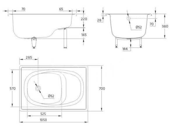 Ванна стальная BLB Europa 105x70 сидячая