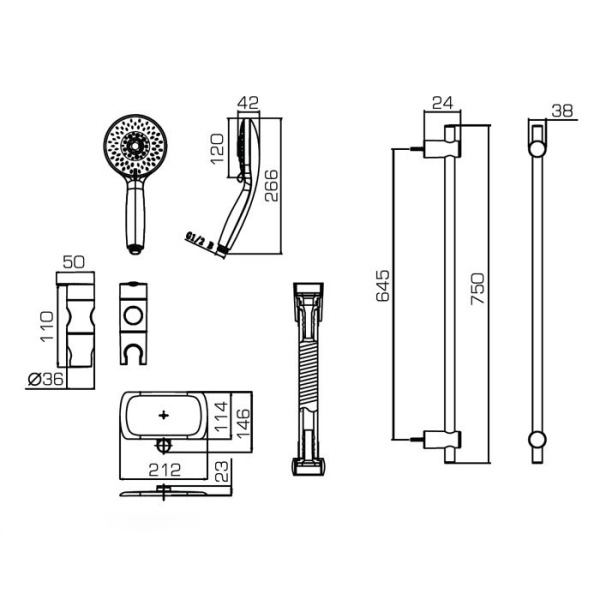 Душевой гарнитур BRAVAT Waterfall D154CP-2-RUS