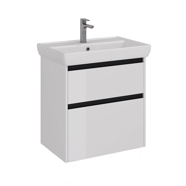 Тумба с раковиной LEMARK Combi 70 белый/черный матовый