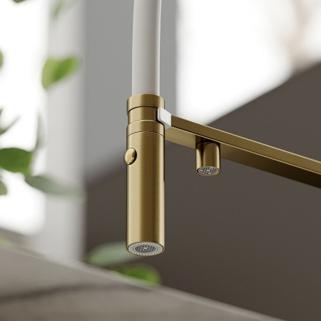 Смеситель для кухни SANCOS Imola с гибким изливом и подключ. фильтра SC4010BG золото брашированное