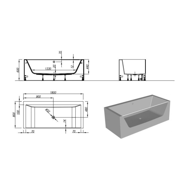 Ванна KOLPA-SAN Copelia Light FS 180x80 c хромотерапией