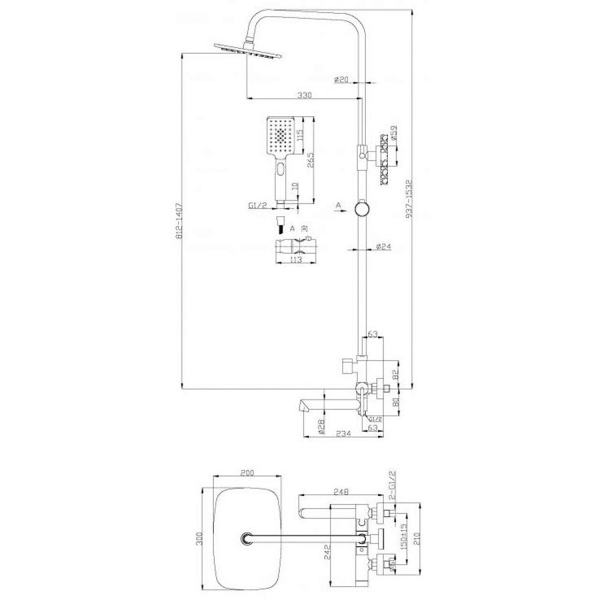 Душевая стойка BELBAGNO Acqua ACQUA-VSCM-CRM