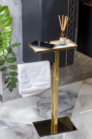 Стойка напольная BOHEME с полкой и полотенцедержателем 10952-G Gold