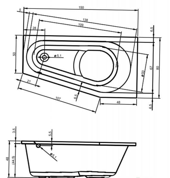 Панель фронтальная для ванн RIHO Delta 160x80 (L/R)