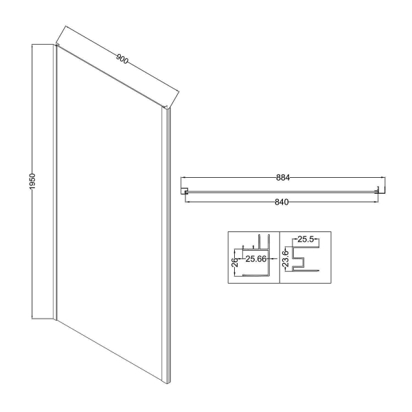 Неподвижная стенка NIAGARA Nova 90x195