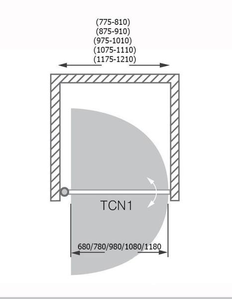 Дверь в нишу ROTH Tower Line TCN1 90x201 профиль brillant, стекло intima