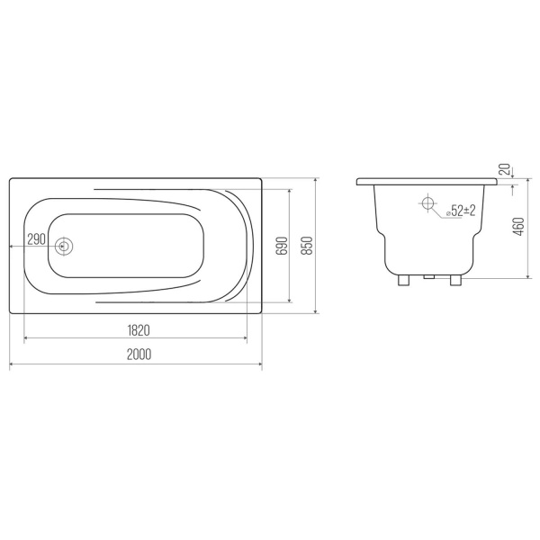 Ванна чугунная GOLDMAN Elegant 200x85