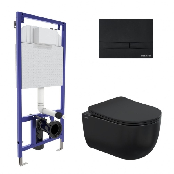 Комплект BERGES Novum 4000 + Ventas Black с сиденьем с микролифтом, клавиша F5 черная глянцевая