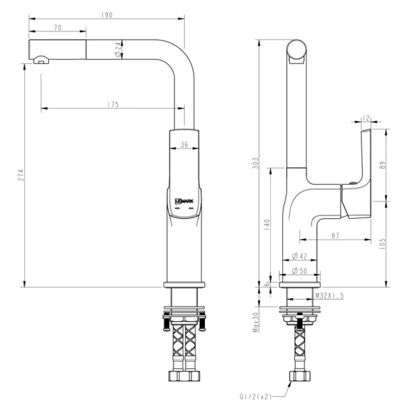 Смеситель для кухни LEMARK Ursus с поворотным изливом LM7261BLR