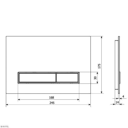 Кнопка смыва KK-POL Vitrum Metal Slim 350/PSM/007-00-00 золото брашированное