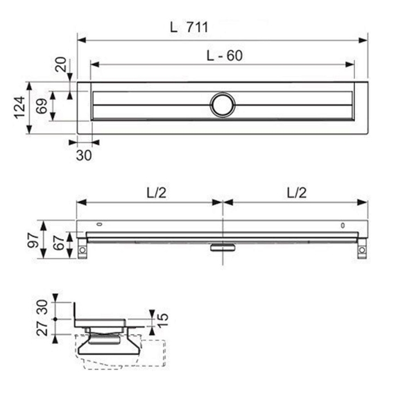 Дренажный канал TECE Drainline 600701
