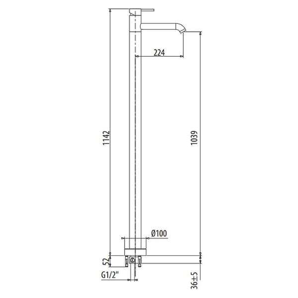 Смеситель для ванны GATTONI Circle Two 9109/90NO черный матовый