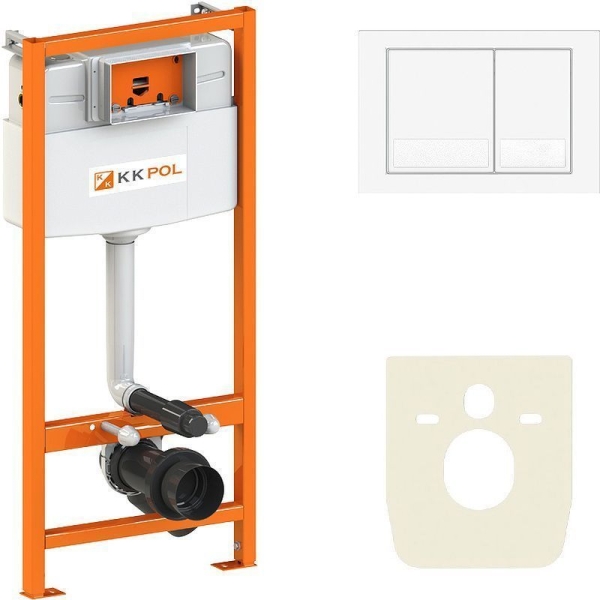 Инсталляция для унитазов KK-POL Premium SET/M500/030/K с кнопкой смыва M06 белый глянцевый