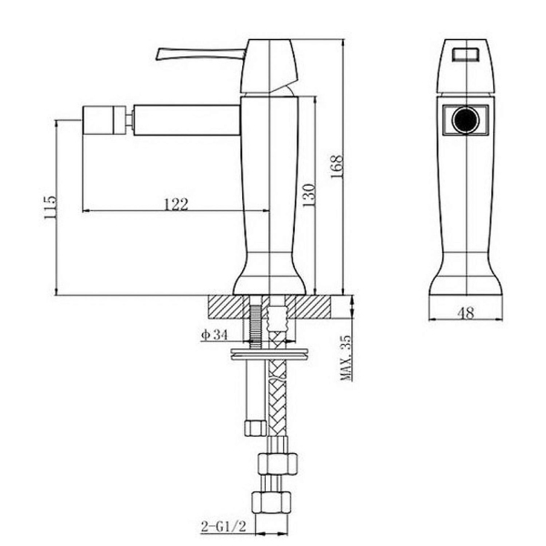 Смеситель для биде CAPRIGO Diamante 50-030-crm