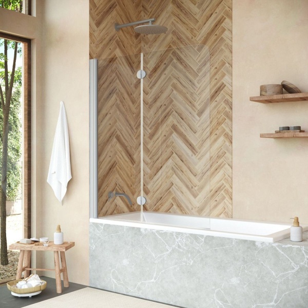 Шторка для ванны VEGAS GLASS E2V Novo L 120x140 профиль хром матовый