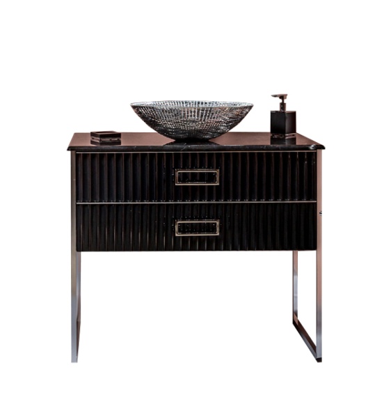 Тумба под столешницу ARMADI ART Monaco 100 черная, фурнитура хром