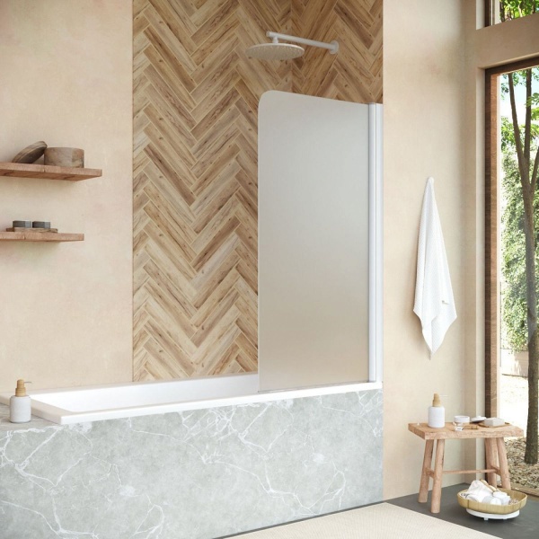 Шторка для ванны VEGAS GLASS EV Novo 76x140 профиль белый матовый, стекло сатин