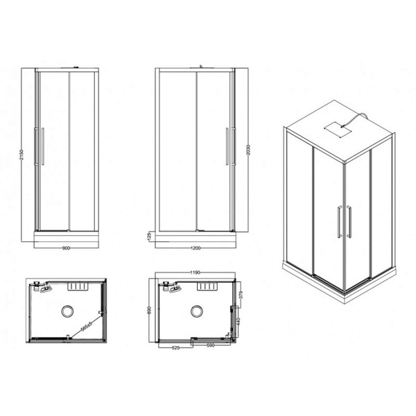 Душевая кабина ESBANO ESM-129CKR R 120x90x215