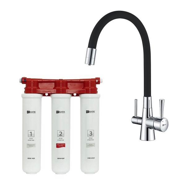 Комплект смеситель с фильтром LEMARK Comfort LM3075C + BASIC LM3075C085 хром/черный