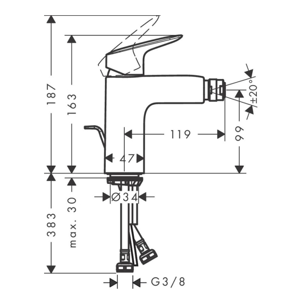 Смеситель для биде HANSGROHE Logis 71200670 черный матовый