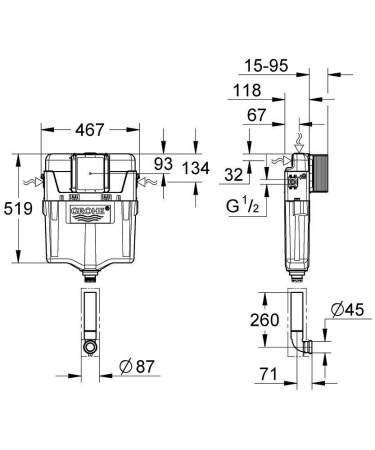 Бачок GROHE GD2 отдельный 38661000