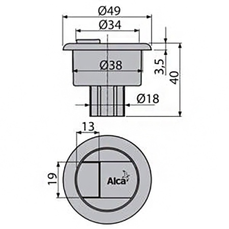 Кнопка арматуры бачка ALCAPLAST V0296-ND