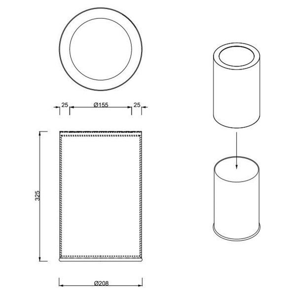 Ведро DECOR WALTHER Rooms 615060 черный матовый